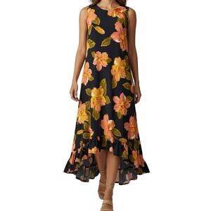 Kelly by Clinton Kelly floral dress high low ruffle shift resort size L large